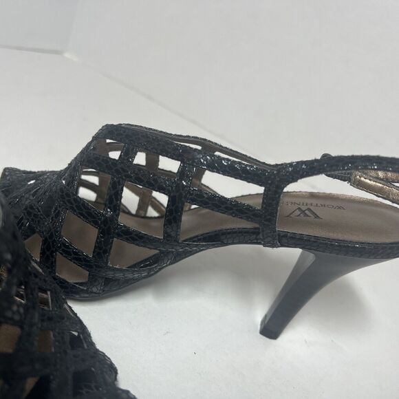 Worthington Women’s Black Faux Leather Slingback Shoes 3” Heels Sz 7 - Picture 9 of 11